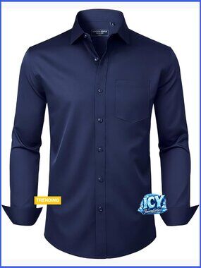 Wrinkle Free Stretch Dress Shirt Long Sleeve Button Down Business Casual